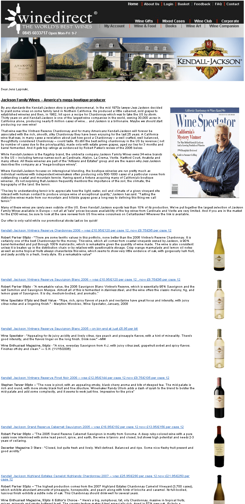 winedirect newsletter